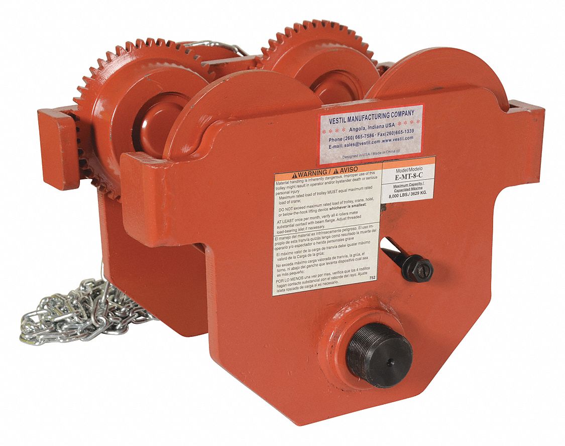 NON-MOTORIZED TROLLEY, FOR USE WITH H/I/M/S/W BEAMS, LOW-PROFILE, 90-DAY WARRANTY