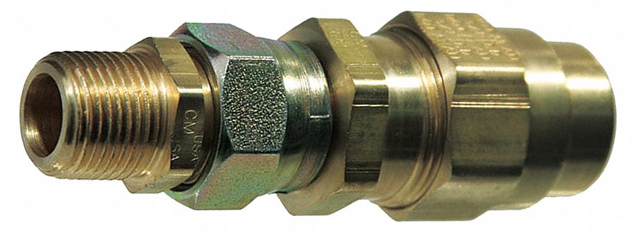 Compression Fitting Adapter: 3/8 in OD x 1/4 in Pipe Fitting Size, Compression x MNPT