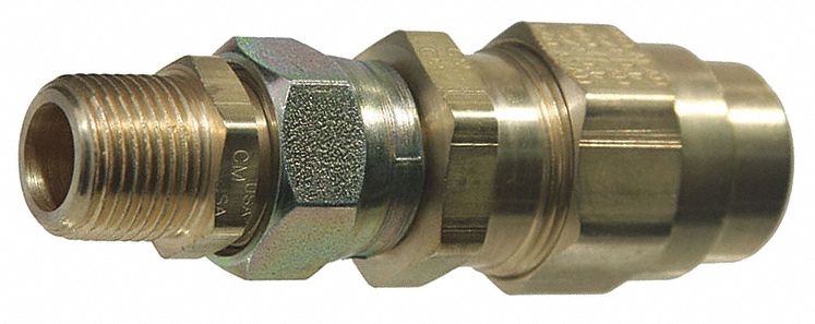 Compression Fitting Adapter: 1/2 in OD x 3/8 in Pipe Fitting Size, Compression x MNPT