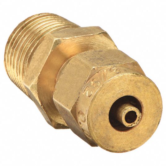 Brass Compression Connector, 1/4 Tube, Male (1/8-27 NPT)