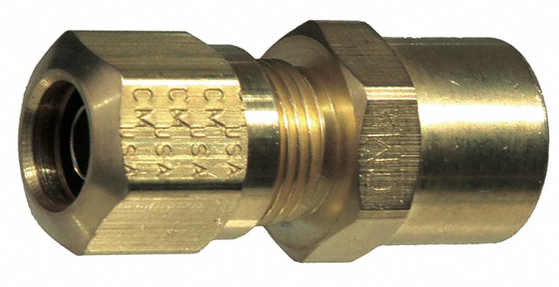 Compression Fitting Adapter: 1/2 in OD x 3/8 in Pipe Fitting Size, Compression x FNPT