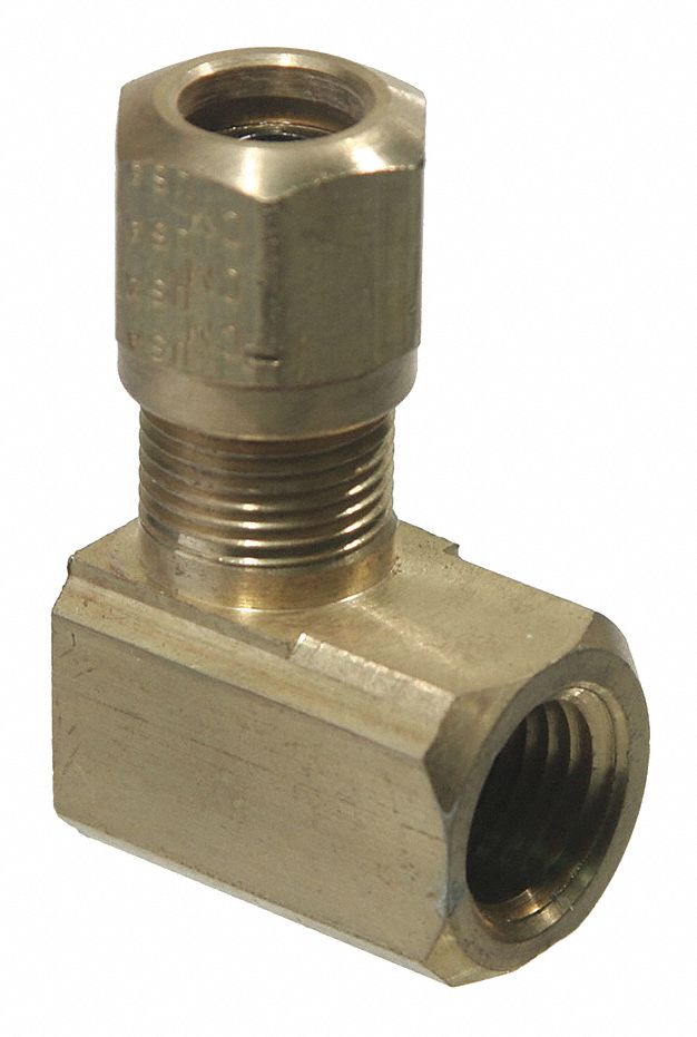 Compression Fitting Elbow: 1/4 in OD x 1/4 in Pipe Fitting Size, Compression x MNPT