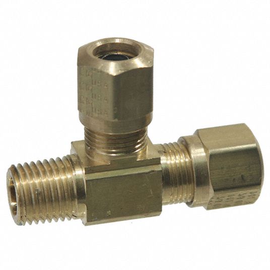 Brass, For 1/2 in x 3/8 in Tube OD, Male Run Tee - 32WH20|971-8-6-6NS ...