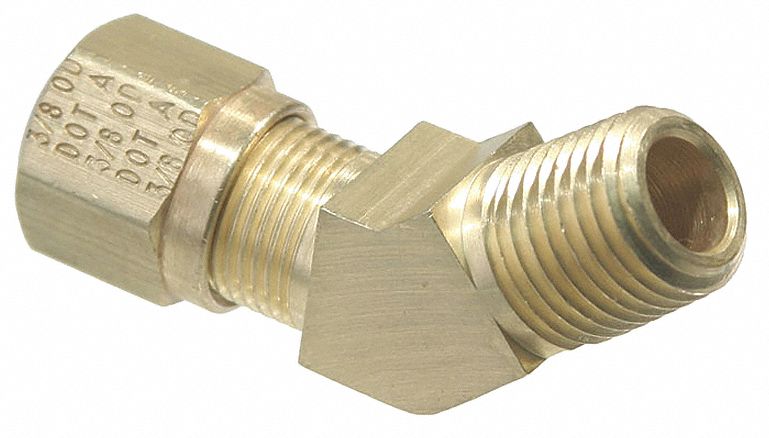 Compression Fitting Elbow: 1/4 in OD x 1/8 in Pipe Fitting Size, Compression x MNPT