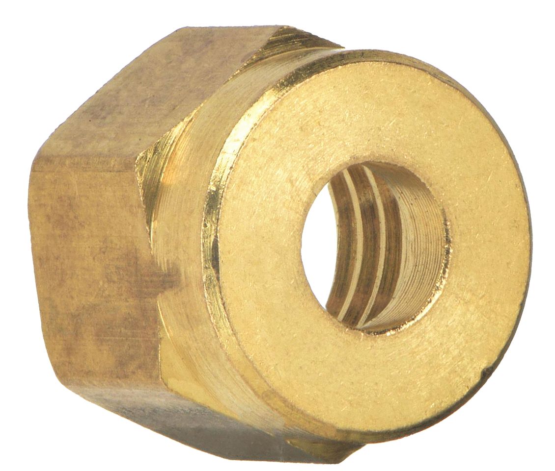 Compression Fitting Nut: 5/32 in OD Fitting Size, Compression, Brass