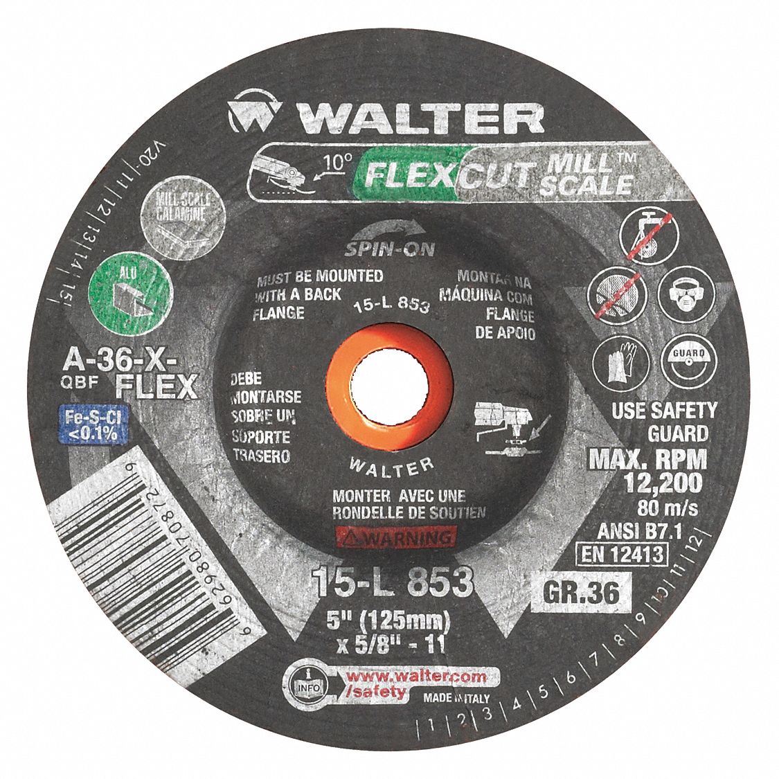 WALTER SURFACE TECHNOLOGIES Mill Scale Removal Wheel, 5 x 5/811