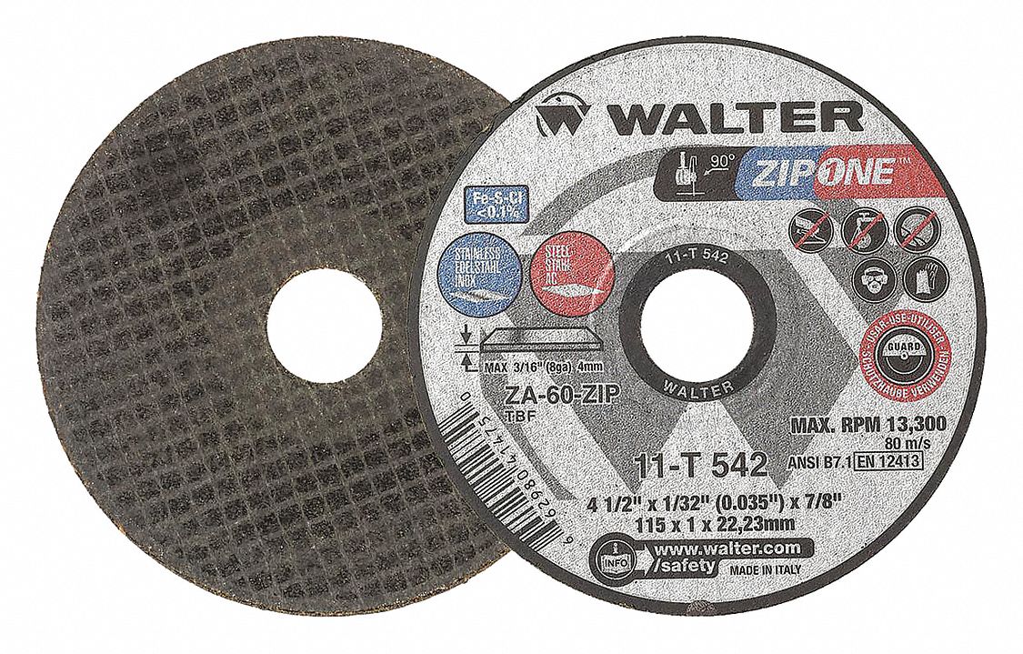 WALTER SURFACE TECHNOLOGIES Aluminum Oxide/Zinc Abrasive CutOff Wheel
