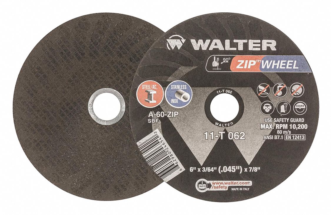 WALTER SURFACE TECHNOLOGIES Abrasive CutOff Wheel Aluminum Oxide, 0.