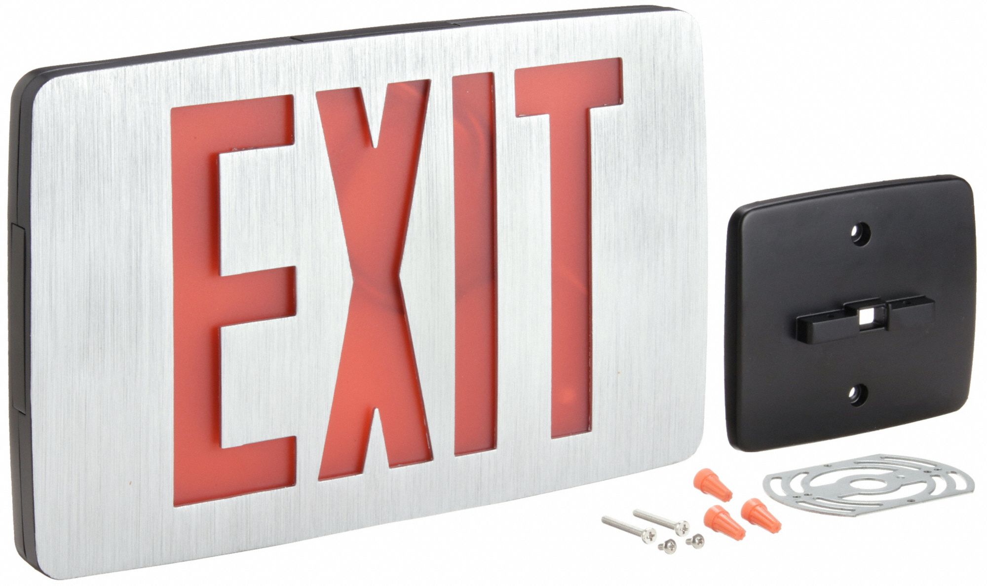 COMPASS Exit Sign Emergency Battery Backup, LED, Black, Red, 1 Faces