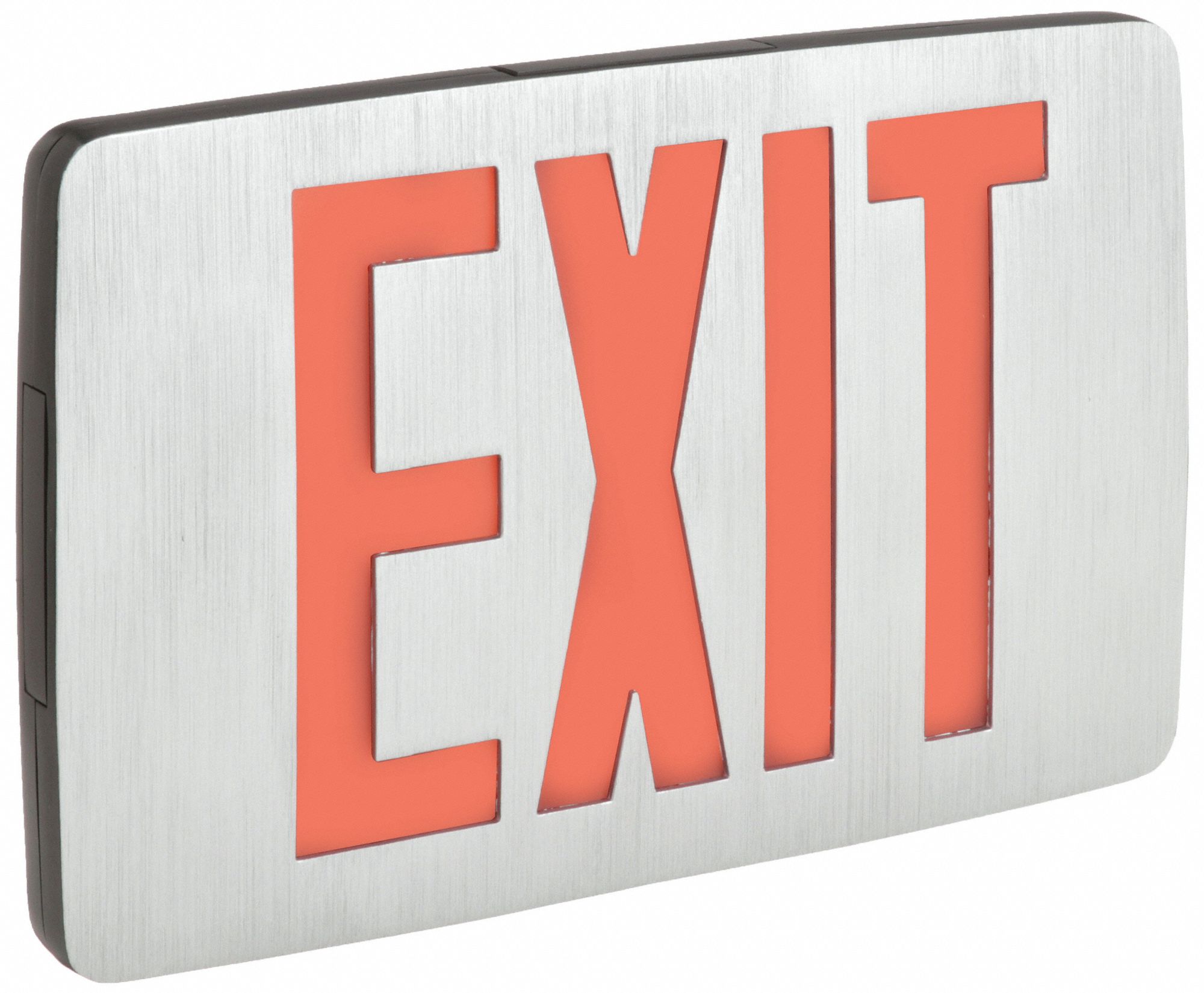 Exit Sign: Emergency Battery Backup, LED, Black, Red, 2 Faces, Ceiling/Wall, Nickel Cadmium
