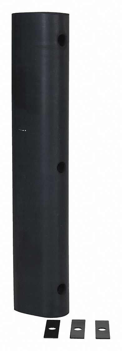 FENDER BUMPER, RECTANGULAR, 6⅜ IN BUMPER W, 6 IN BUMPER H, 36 IN BUMPER D, SOLID RUBBER, ANGLE