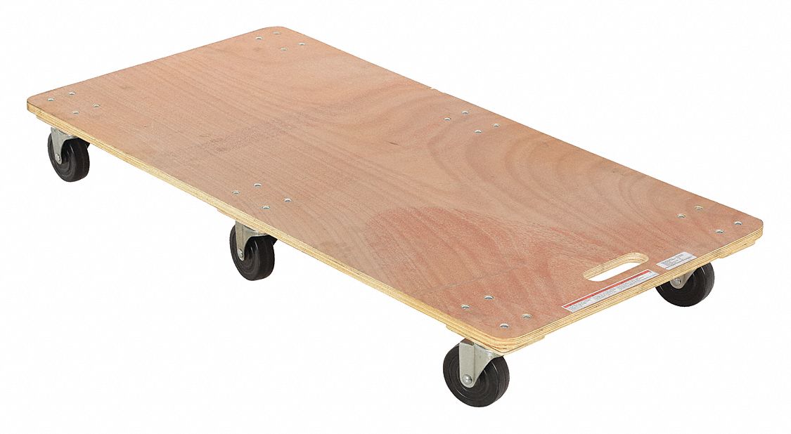 HARDWOOD DOLLY, SOLID DECK, 1000 LB CAPACITY, 24 X 48 IN