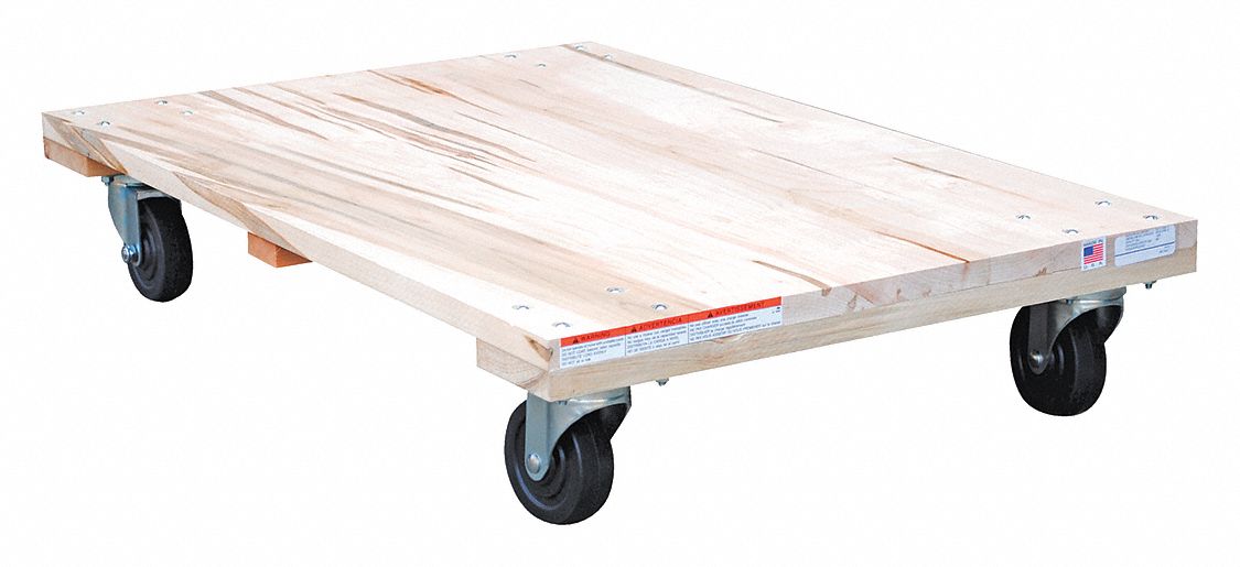 HARDWOOD DOLLY, SOLID DECK, 24 X 36 IN, 1200 LB CAPACITY