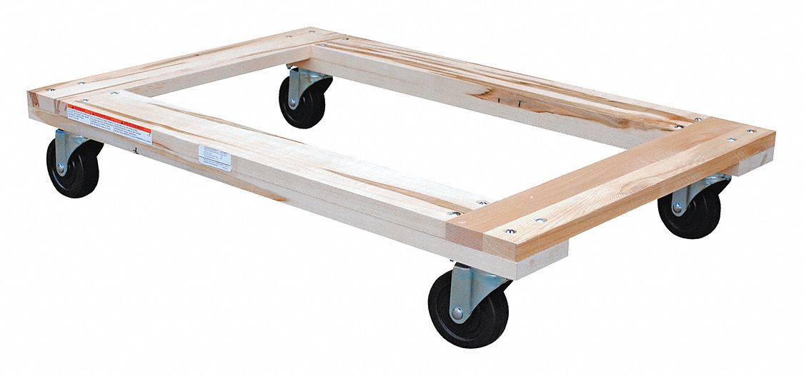 HARDWOOD DOLLY, OPEN DECK, 24 IN X 36 IN, 1200 LB CAPACITY