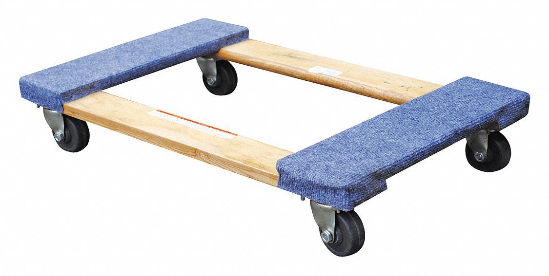 HARDWOOD DOLLY, CARPET ENDS, 18 IN X 30 IN