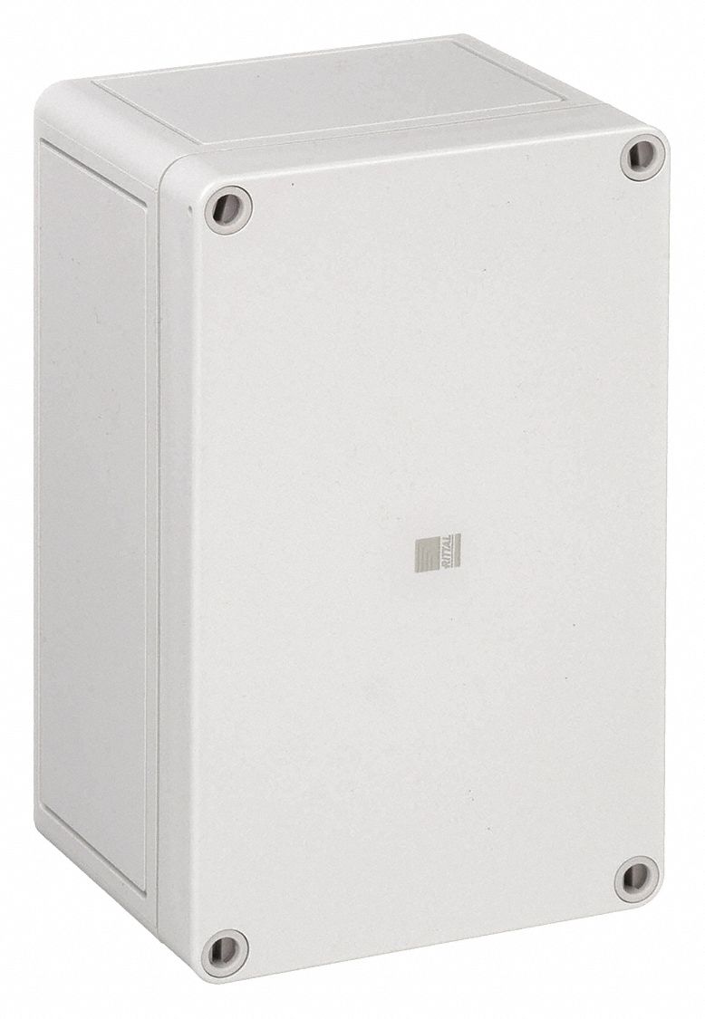 Enclosure: Fiberglass Reinforced Polycarbonate, 10 in x 14 in x 4 in, NEMA 4X, Solid Cover