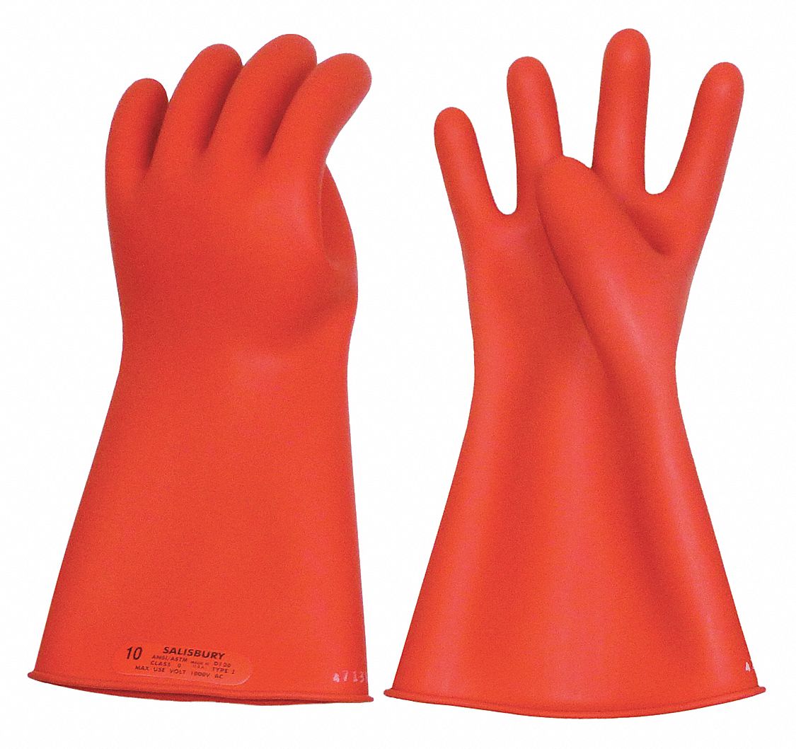 SALISBURY Electrical Insulating Gloves, Voltage Class Class 0, Red