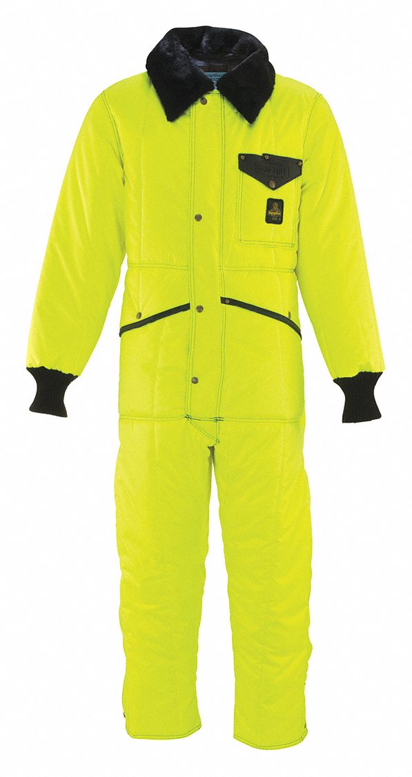 Coverall Hivis Coverall Lime 2Xl: 2XL ( 46 in, Lime, Regular, Down to -50° F, Nylon