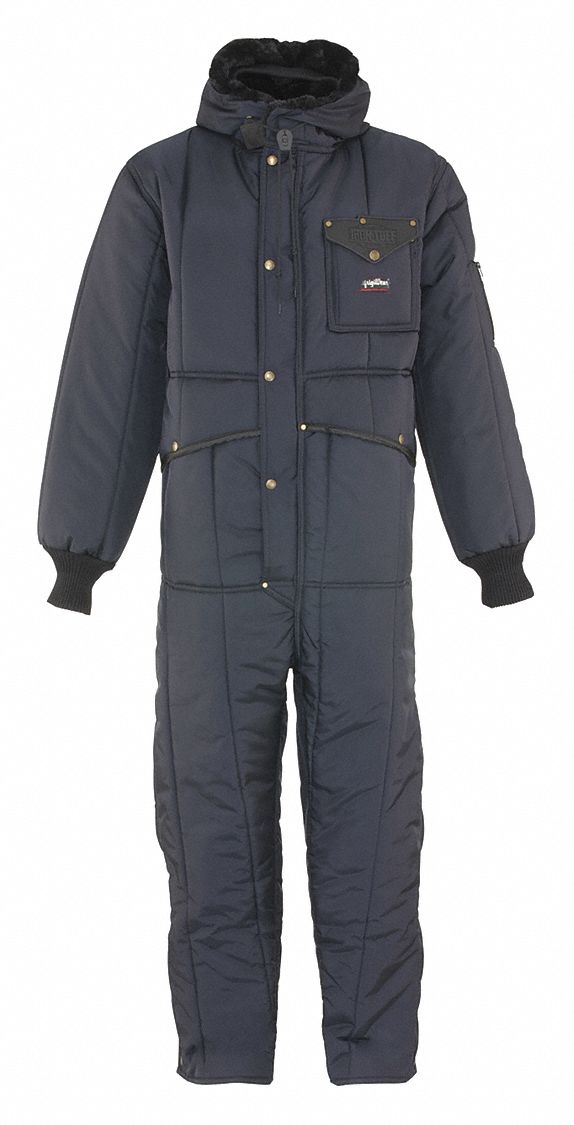 REFRIGIWEAR, 4XL ( 54 in x 60 in ), Navy, Coverall Suit With Hood Navy ...