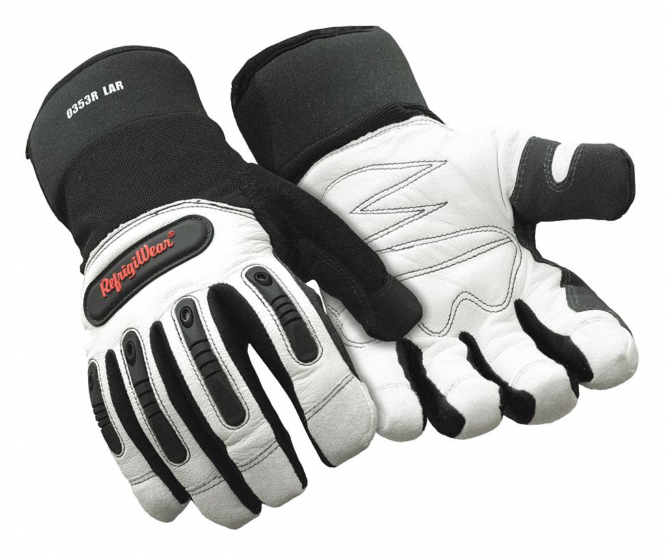 Leather Gloves: L ( 9 ), -25°F Min Temp, Std, Work Glove, Goatskin, Wing Thumb, 1 PR