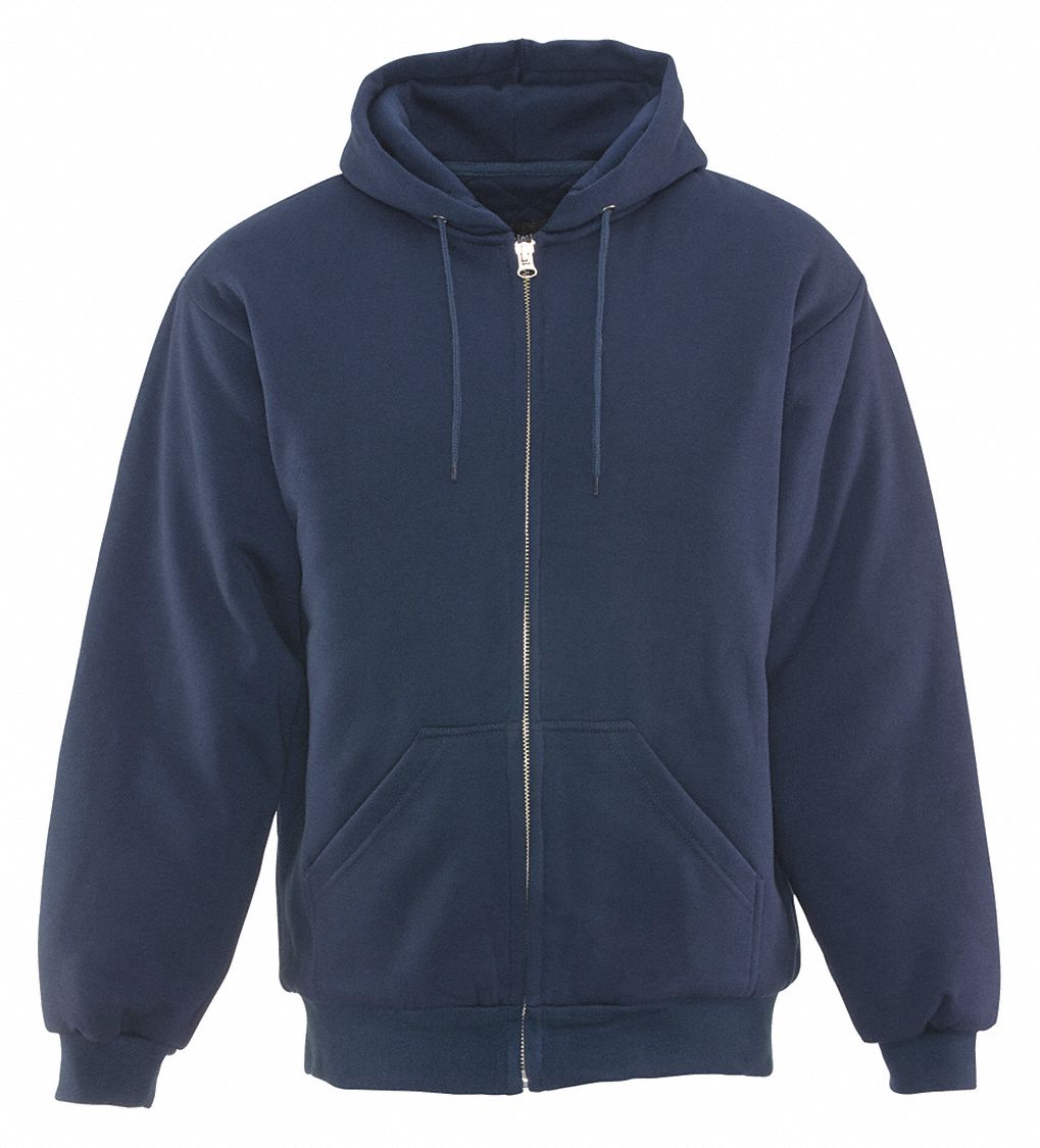Sweatshirt Insulated Quilted Navy 2Xl: 2XL, Regular, Full Zip Hoodie, Fleece, Zipper