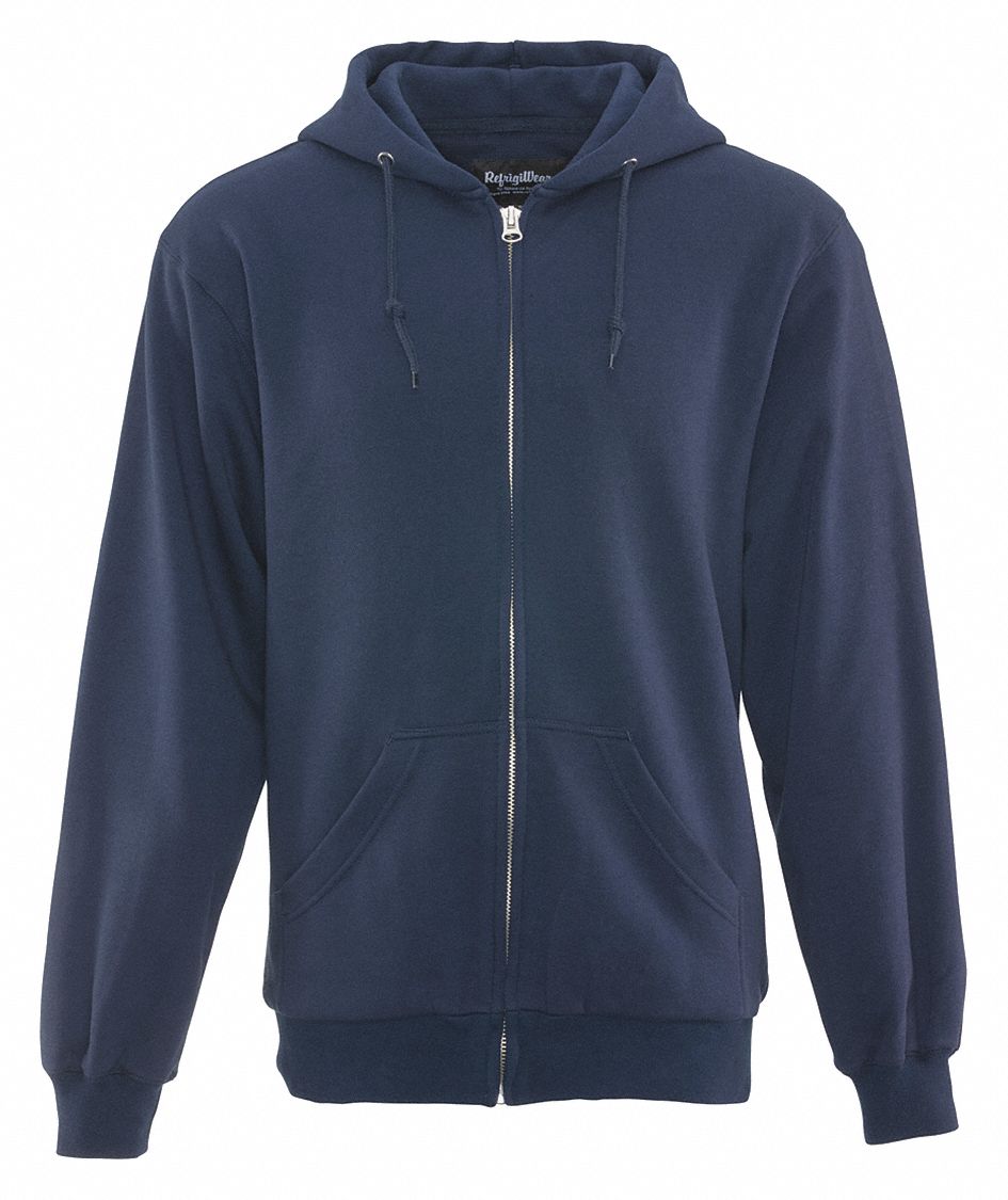 Sweatshirt Thermal Navy 2Xl: 2XL, Regular, Full Zip Hoodie, Fleece, Zipper, 2 Pockets