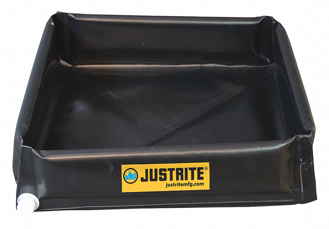 SPILL TRAY, 48 X 48 IN, 55 GALLON CAPACITY, BLACK, INCLUDES DRAIN