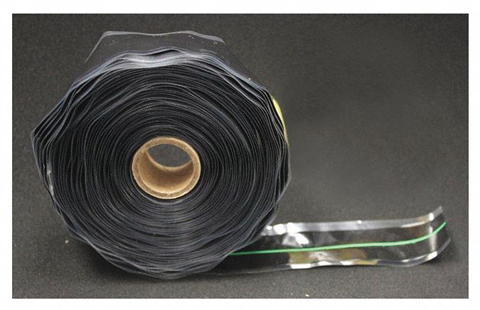 Repair Tape: Self-Fusing Tape, ER TAPE, 1 in x 12 yd, Black with Green Stripe