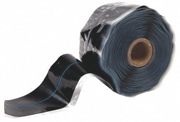 TRIANGLE REPAIR TAPE, SELF-FUSING TAPE, 2 IN X 12 YARD, BLACK WITH BLUE STRIPE