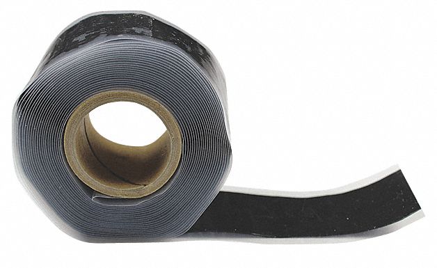 Self-Fusing Tape: Silicone Rubber, 1.141g/cc, 1 in Wd, 144 in Lg, Black