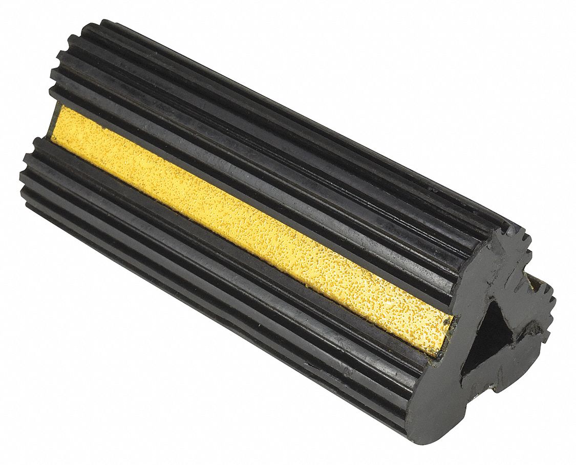 Wheel Chock: Rubber, 4 1/2 in Overall Lg, 10 in Overall Wd, 3 3/4 in Overall Ht, 1 Chocks, Black