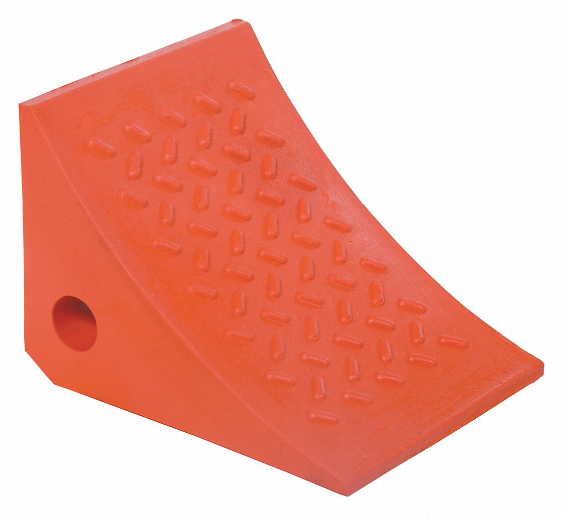 Wheel Chock: Plastic, 30, 000 lb Vehicle Wt - Max, 8 in Overall Lg, 7 in Overall Wd, 6 in Overall Ht