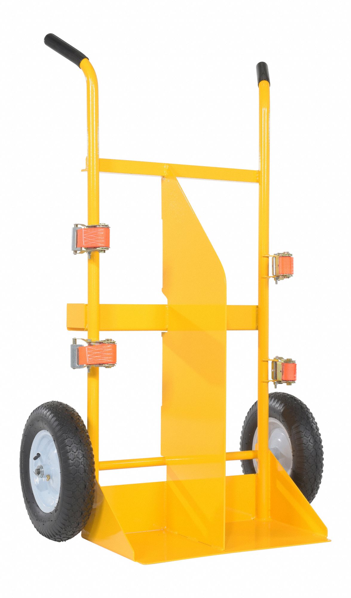 CYLINDER HAND TRUCK, YELLOW, 500 LB LOAD CAPACITY, DOUBLE HANDLE, FOR USE WITH CYLINDER
