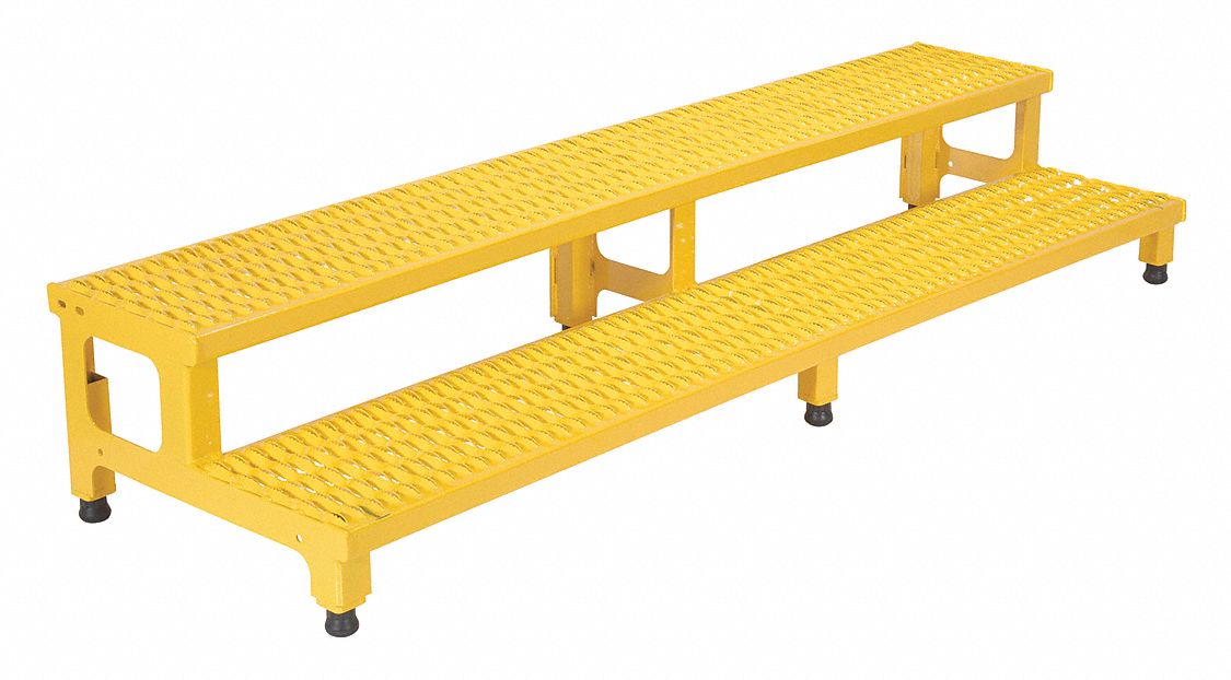 ADJUSTABLE SERRATED STEP MATE STAND, UNASSEMBLED, 2 STEP, STEEL, 72 X 24 IN
