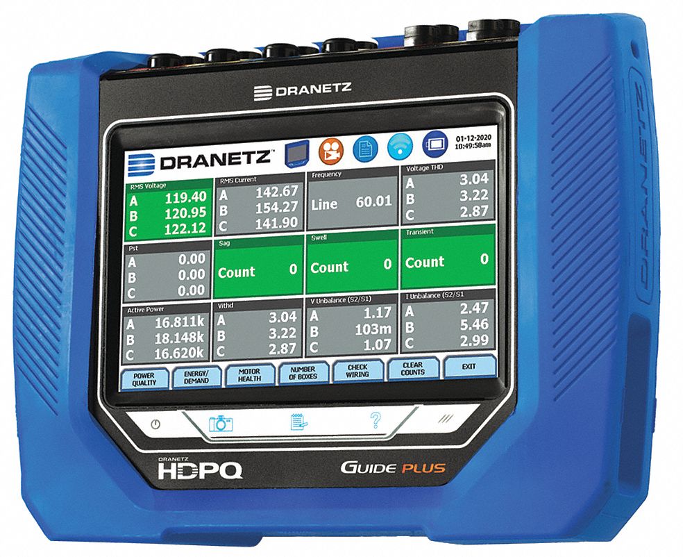 DRANETZ, 6,000 A Max AC Current Measured, For Four Phase, Power Quality ...