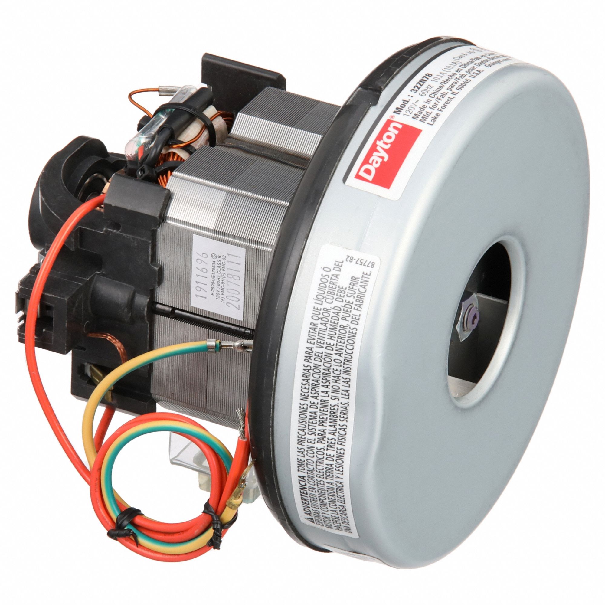 Vacuum Motor: Metal Mounting Brackets, 5.7 in Body Dia., 120V AC, 2 Blower Stages, Thermoset