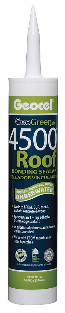 Roof Sealant: Cartridge, 40 min Begins to Harden, 1 day Full Cure, 30° to 120°F, Whites