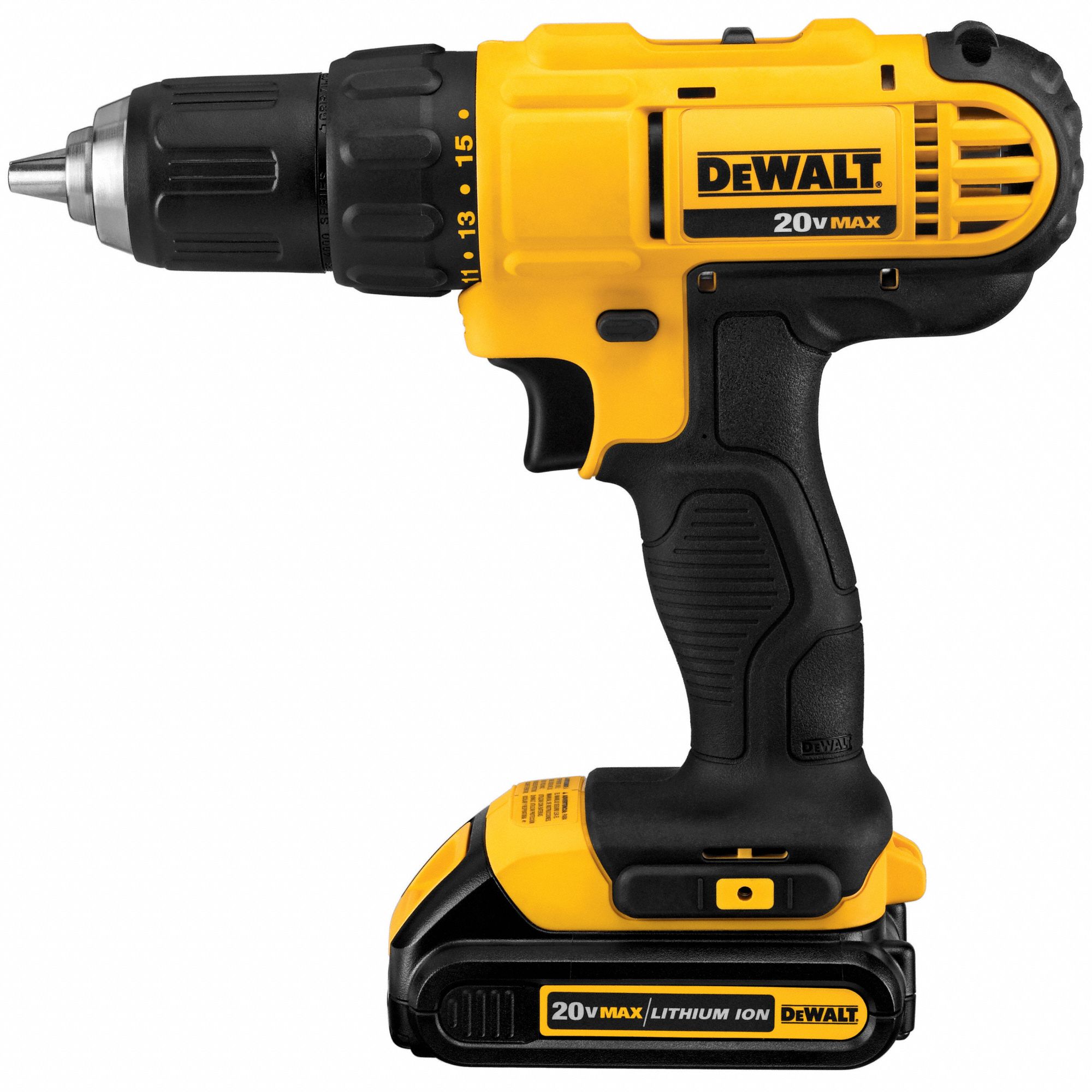 DEWALT Drill Kit 20V DC, Compact, 1/2 in Chuck, 1,800 RPM Max., 300 in