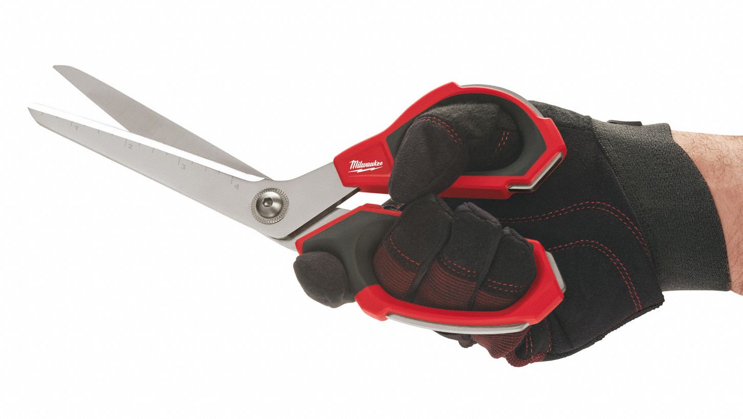 MILWAUKEE Scissors, Multipurpose, Offset, Ambidextrous, Chrome Plated