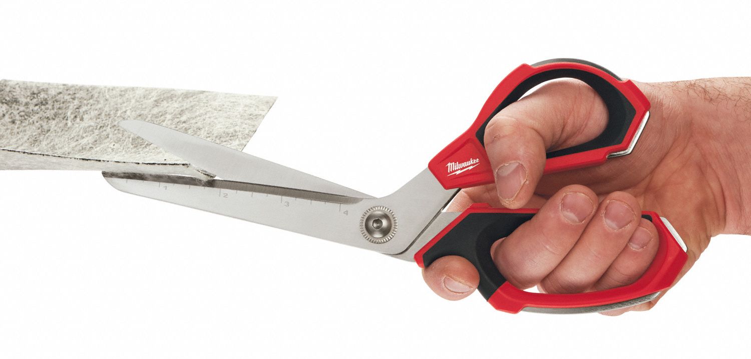 MILWAUKEE Scissors, Multipurpose, Offset, Ambidextrous, Chrome Plated