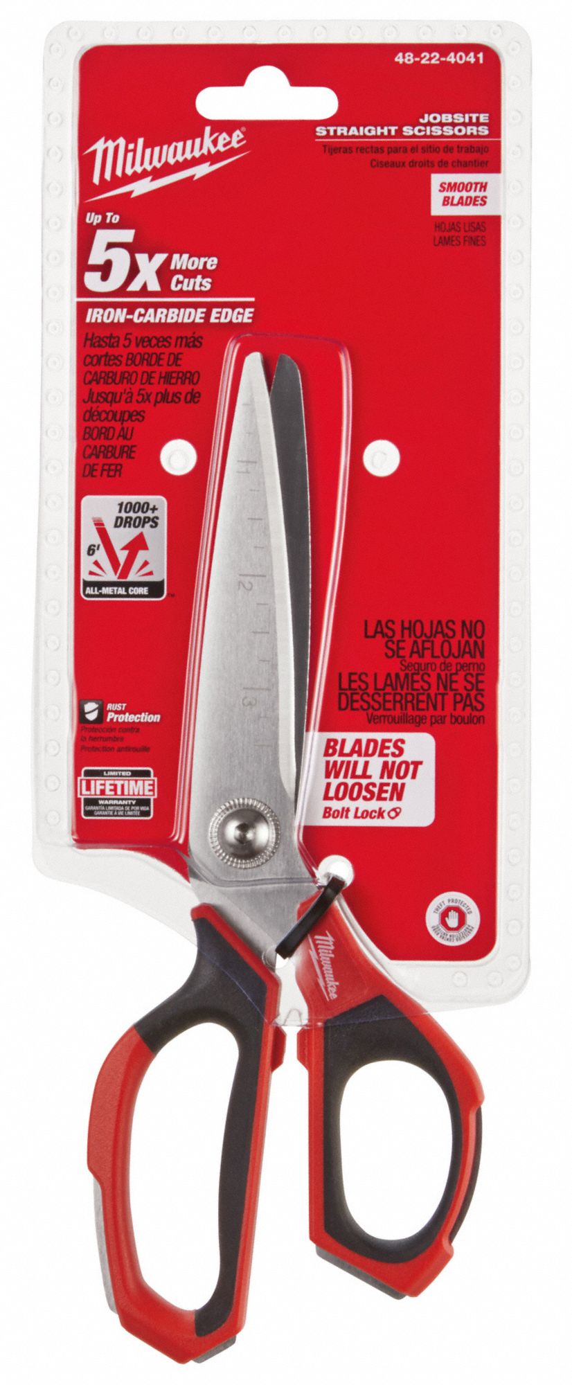 MILWAUKEE Scissors, Multipurpose, Straight, Ambidextrous, Chrome Plated