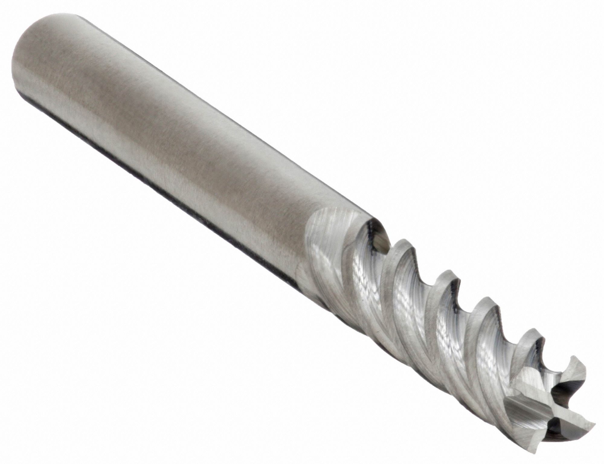 Square End Mill: Carbide, 4 Flute, 3/16" Mill Dia, 3/8" LOC, 2" OAL