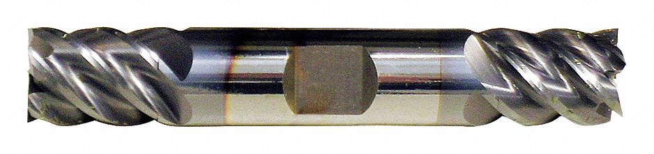 Square End Mill: Carbide, TiAlN Coated, Double End, 5 Flute, 1/4" Mill Dia, 3/8" LOC