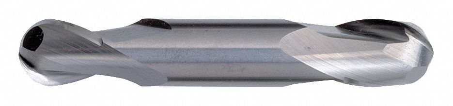 Ball End Mill: Carbide, TiAlN Coated, Double End, 2 Flute, 1/16" Mill Dia, 1/8" LOC