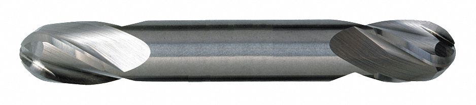 Ball End Mill: Carbide, TiAlN Coated, Double End, 4 Flute, 1/16" Mill Dia, 1/8" LOC