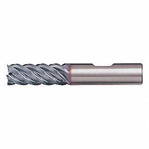 SQUARE END MILL, CENTRE CUTTING, 5 FLUTES, ½ IN MILLING DIAMETER, 2 IN CUT, BRIGHT