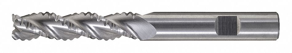Roughing End Mill: Carbide, 3 Flute, Coarse Pitch, 1" Mill Dia, 1-1/2" LOC, 4" OAL