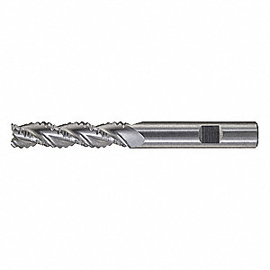 SQUARE END MILL, CENTRE CUTTING, 3 FLUTES, ⅜ IN MILLING DIAMETER, ⅞ IN CUT
