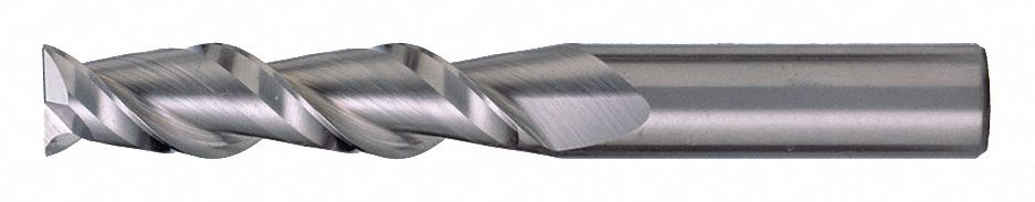 Square End Mill: Carbide, 2 Flute, 3/8" Mill Dia, 1/2" LOC, 2-1/2" OAL