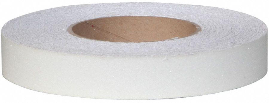 Clear Anti-Slip Tape: Coarse Abrasive, 60 Grit Size, Solid, Clear, 1 in x 60 ft, 21 mil Tape Thick